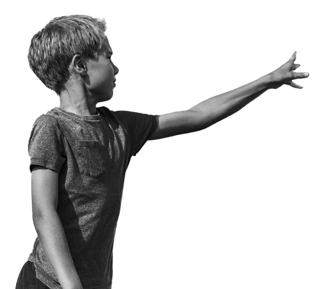 Illustration of a boy throwing a paper airplane